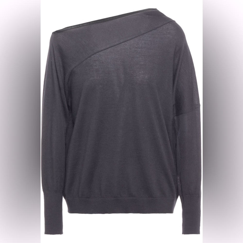 Brunello cucinelli cashmere off shoulder grey sweater large excellent condition